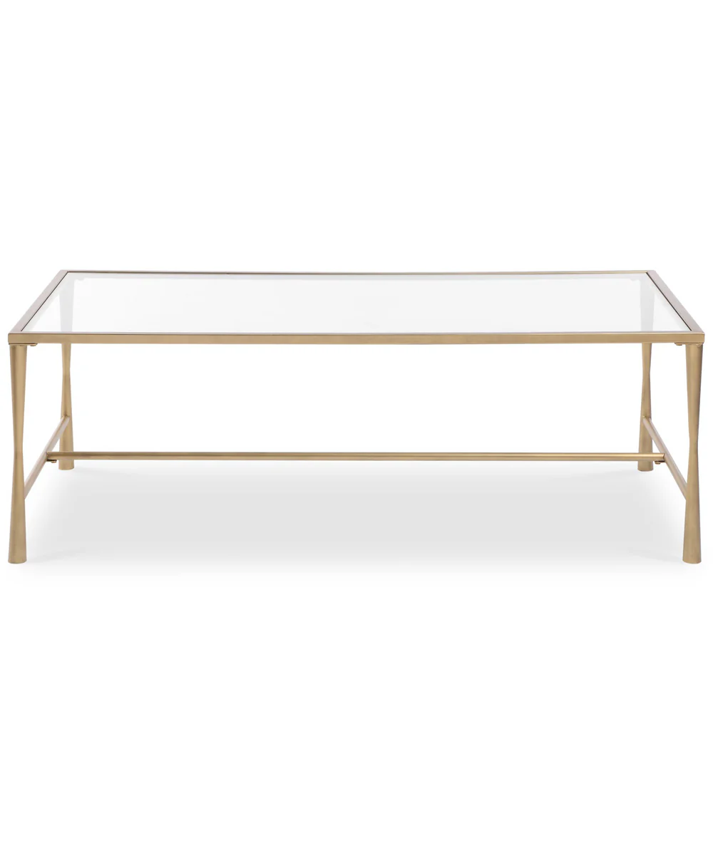 Accent Furniture with Tempered Glass Top Antique Gold