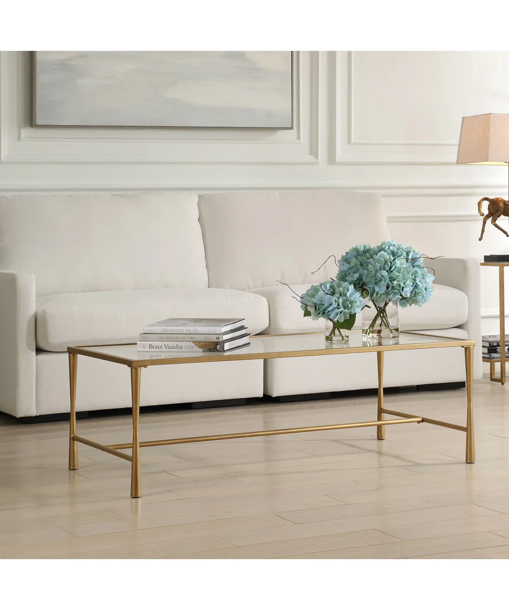 Accent Furniture with Tempered Glass Top Antique Gold - Image 3