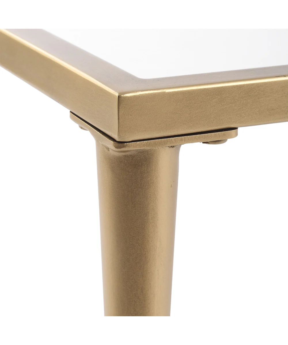 Accent Furniture with Tempered Glass Top Antique Gold - Image 5