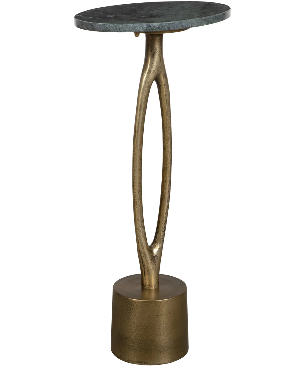 Accent Table in Antique Brass and Emerald Green Marble - Image 3