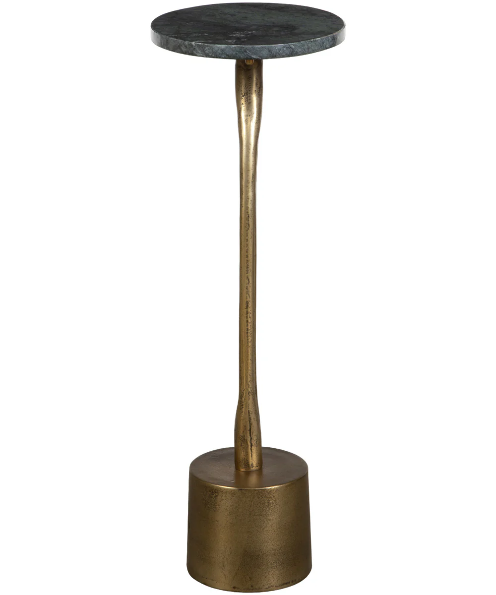 Accent Table in Antique Brass and Emerald Green Marble - Image 4