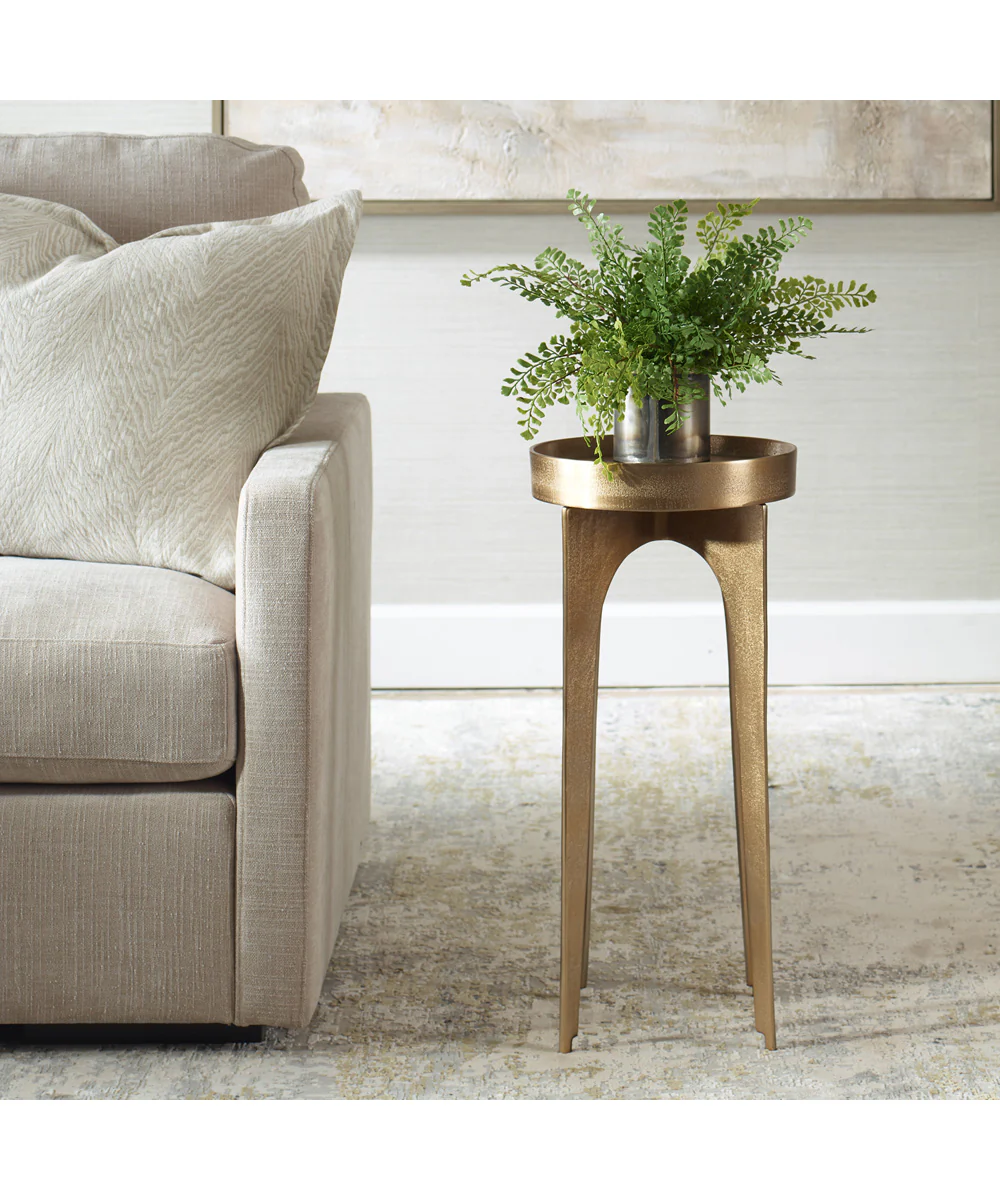 Accent Table in Raw Old Antiqued Brass - Image 2
