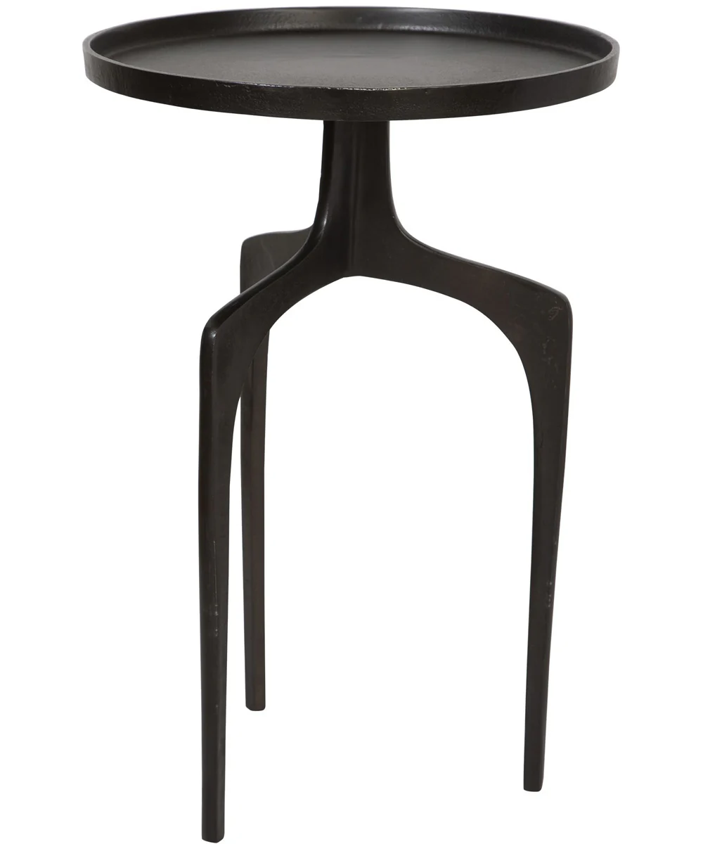Accent Table with Curved Legs Textured Raw Dark Brown - Image 3