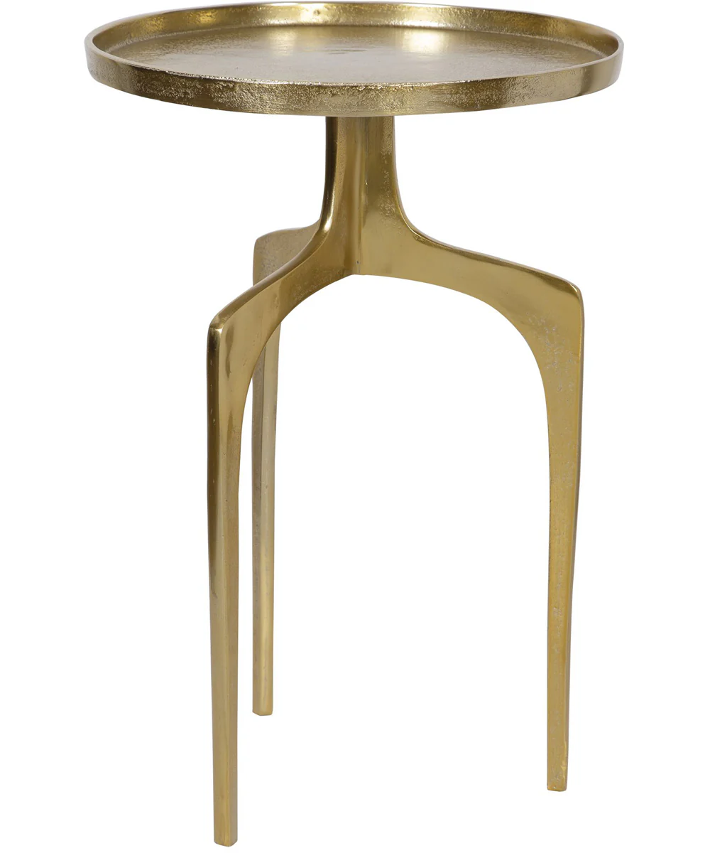 Accent Table with Curved Legs Textured Soft Gold - Image 3