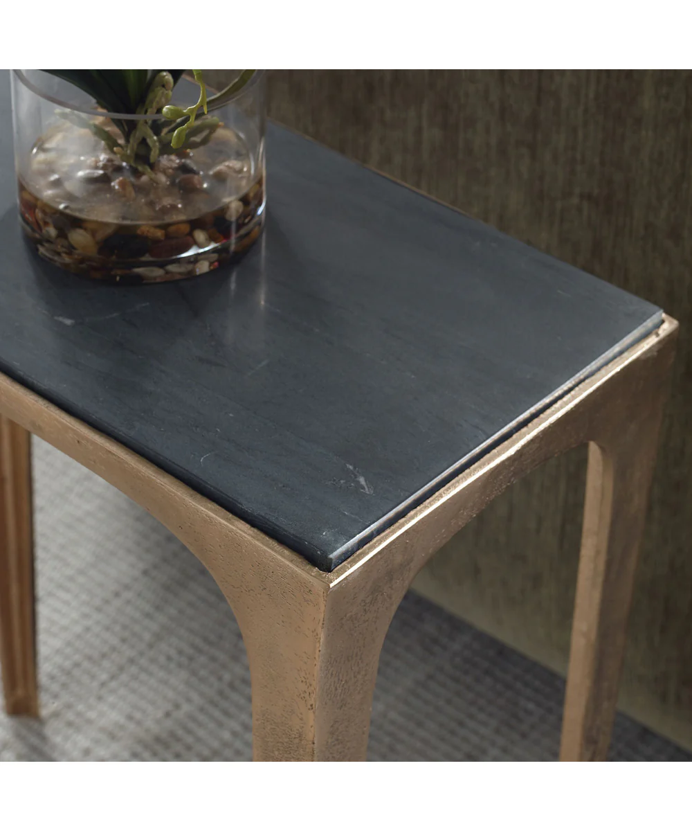 Accent Table with Marine Marble Top Brass Antique - Image 4