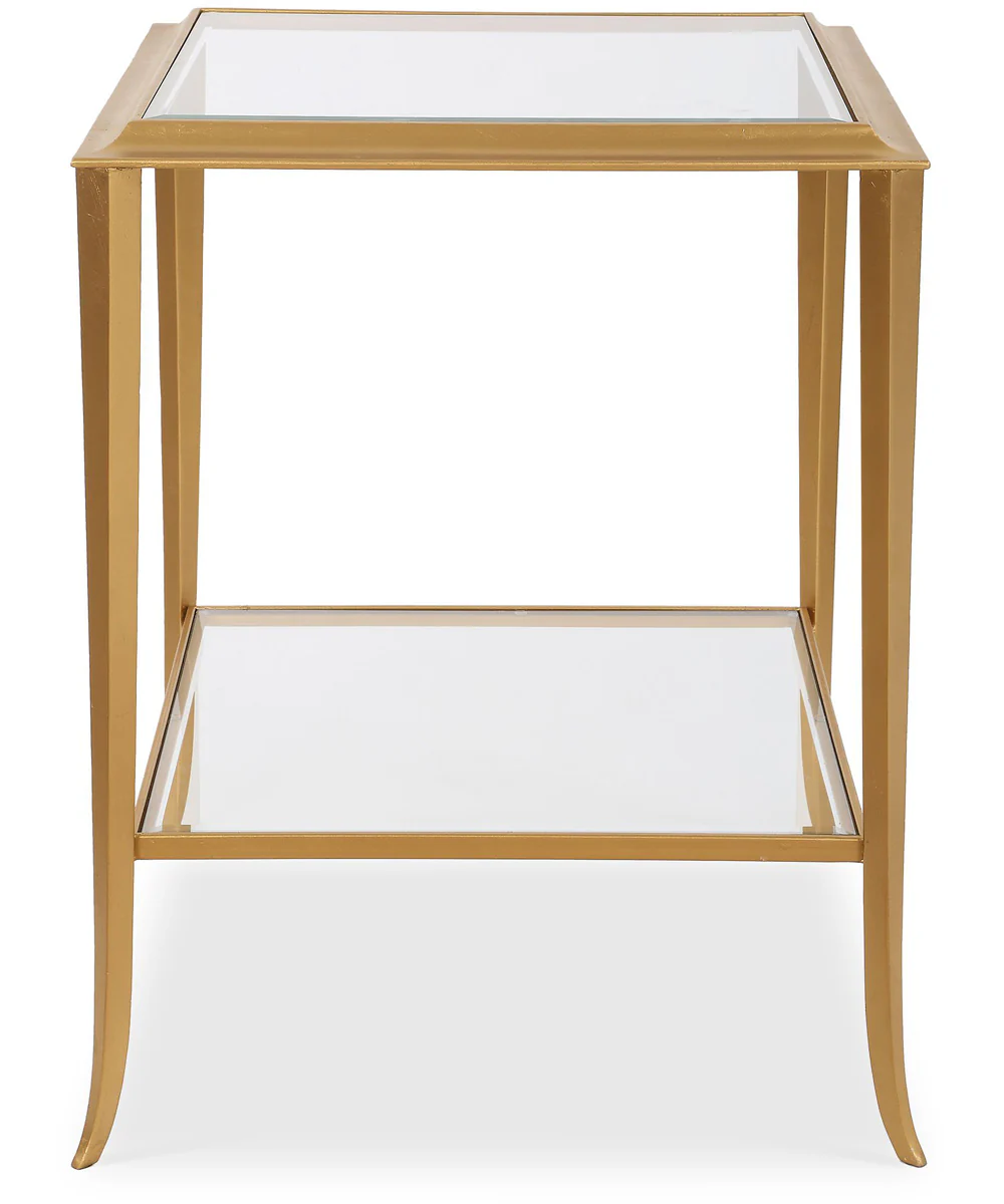 Accent Table with Tempered Glass Top Gold Leaf