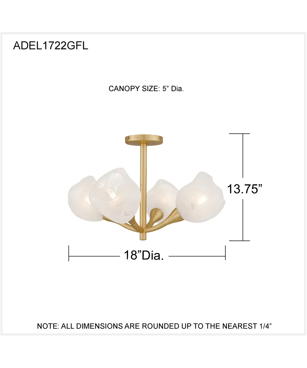 Adelyn 4-light Semi Flush Mount Gold Leaf - Image 4