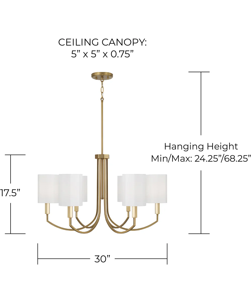 Adrian 6-Light Chandelier Aged Brass - Image 4
