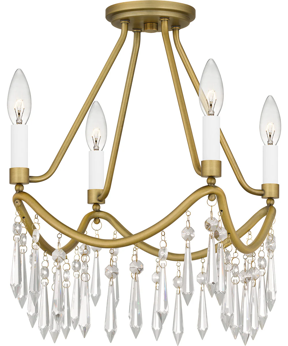 Airedale Small 4-light Semi Flush Mount Aged Brass - Image 6