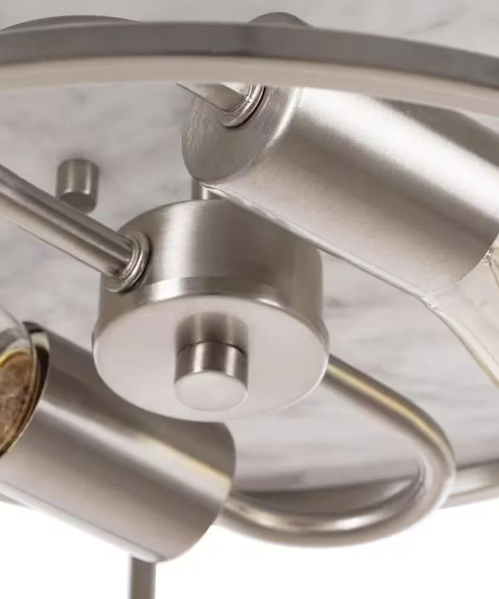 Alsy 13"W 2-Light Brushed Nickel with White Marbled Base Flush Mount Light Fixture - Image 7
