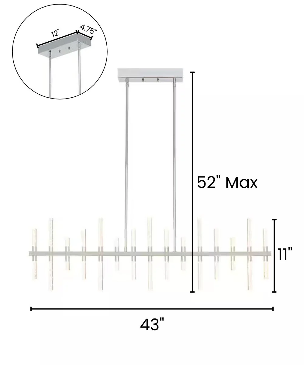 Alsy 43"W Modern Chic LED Chrome Finish Island Pendant Dining Light Fixture - Image 3