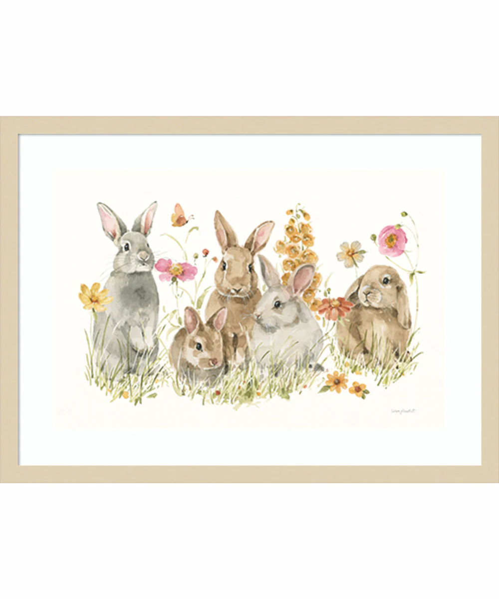 Bunny Hop on Spring I by Lisa Audit Wood Framed Wall Art Print (25 W x 19 H), Svelte Natural Frame
