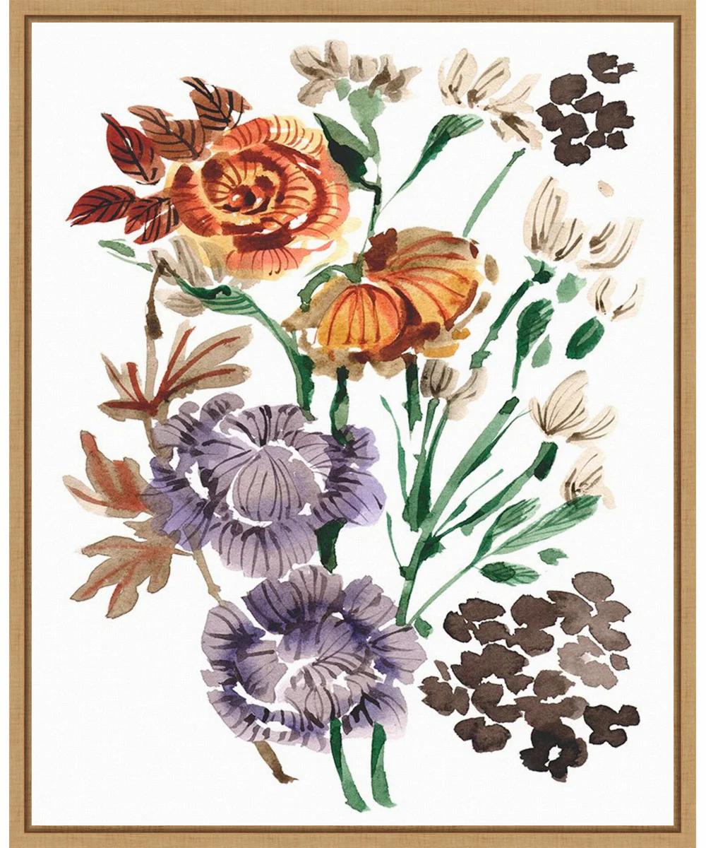Framed Autumn Garden Bouquet I by Ania Zwara Canvas Wall Art Print (23  W x 28  H), Sylvie Maple Frame