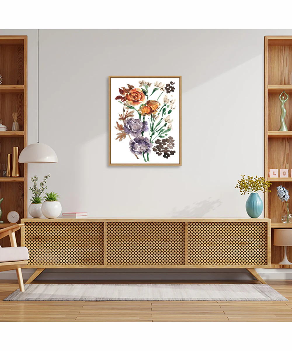 Framed Autumn Garden Bouquet I by Ania Zwara Canvas Wall Art Print (23  W x 28  H), Sylvie Maple Frame - Image 2
