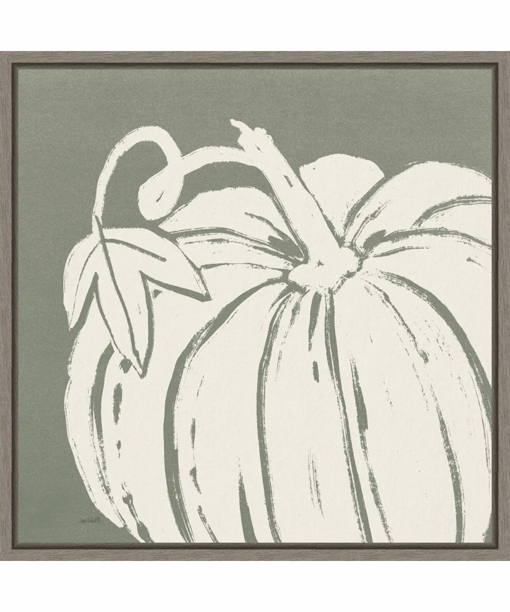 Framed Autumn Tones VII Chalk Green by Anne Tavoletti Canvas Wall Art Print (22 W x 22 H), Sylvie Greywash Frame