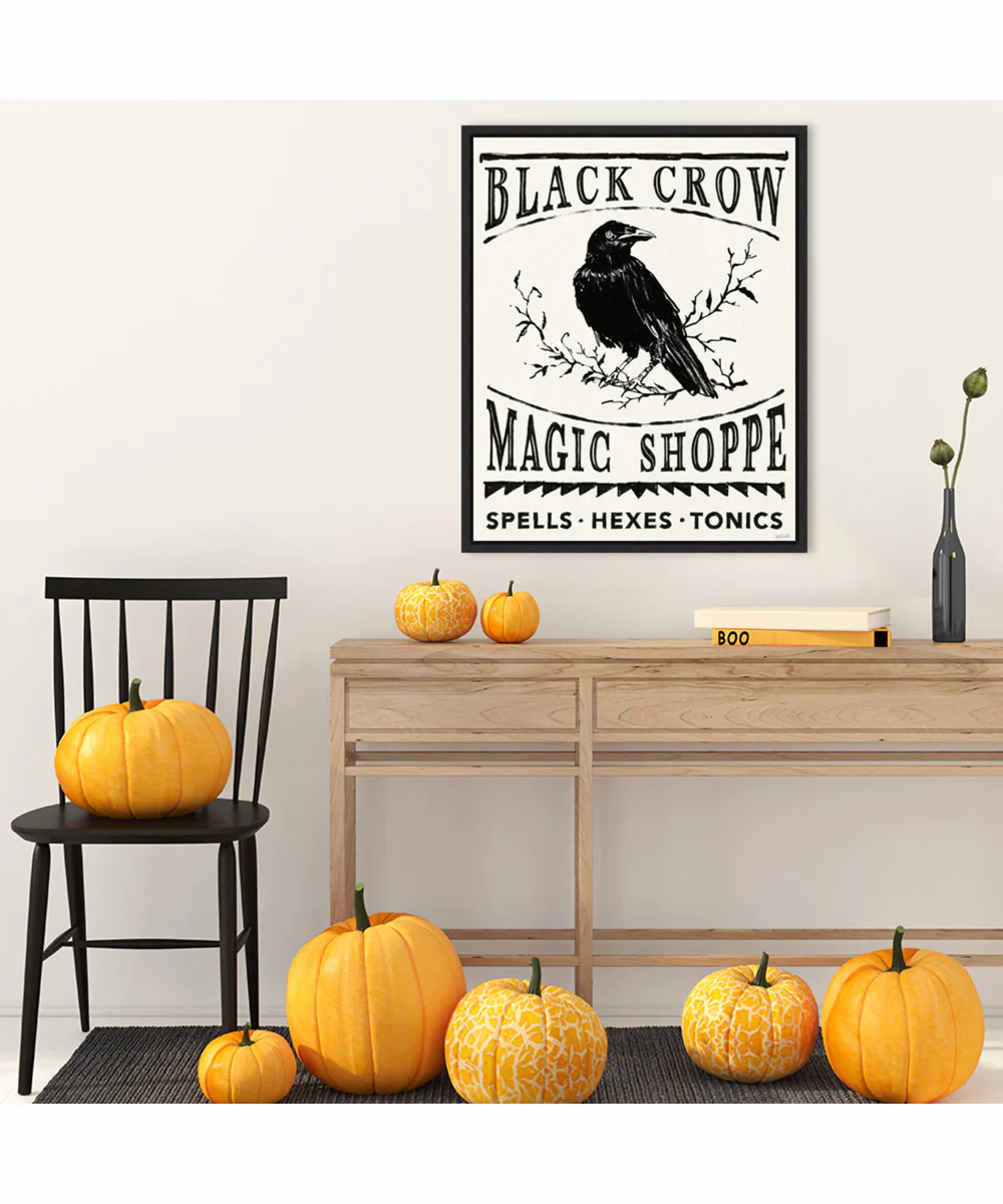 Framed Black Crow Halloween Dark by Anne Tavoletti Canvas Wall Art Print (23 W x 28 H), Sylvie Black Frame - Image 2
