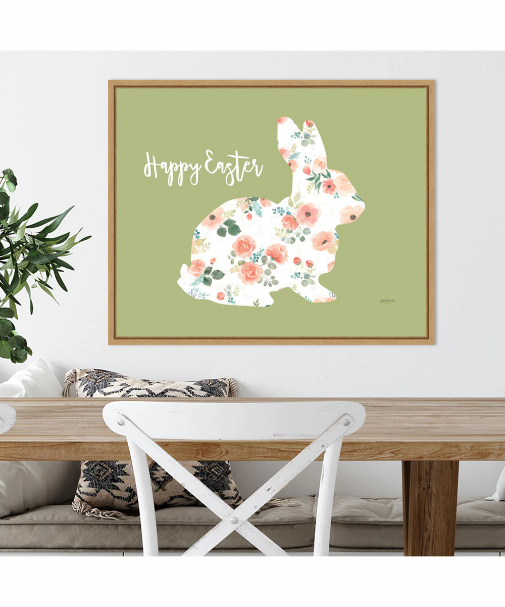 Framed Blooming Delight Bunny II by Jenaya Jackson Canvas Wall Art Print (28  W x 23  H), Sylvie Maple Frame - Image 2