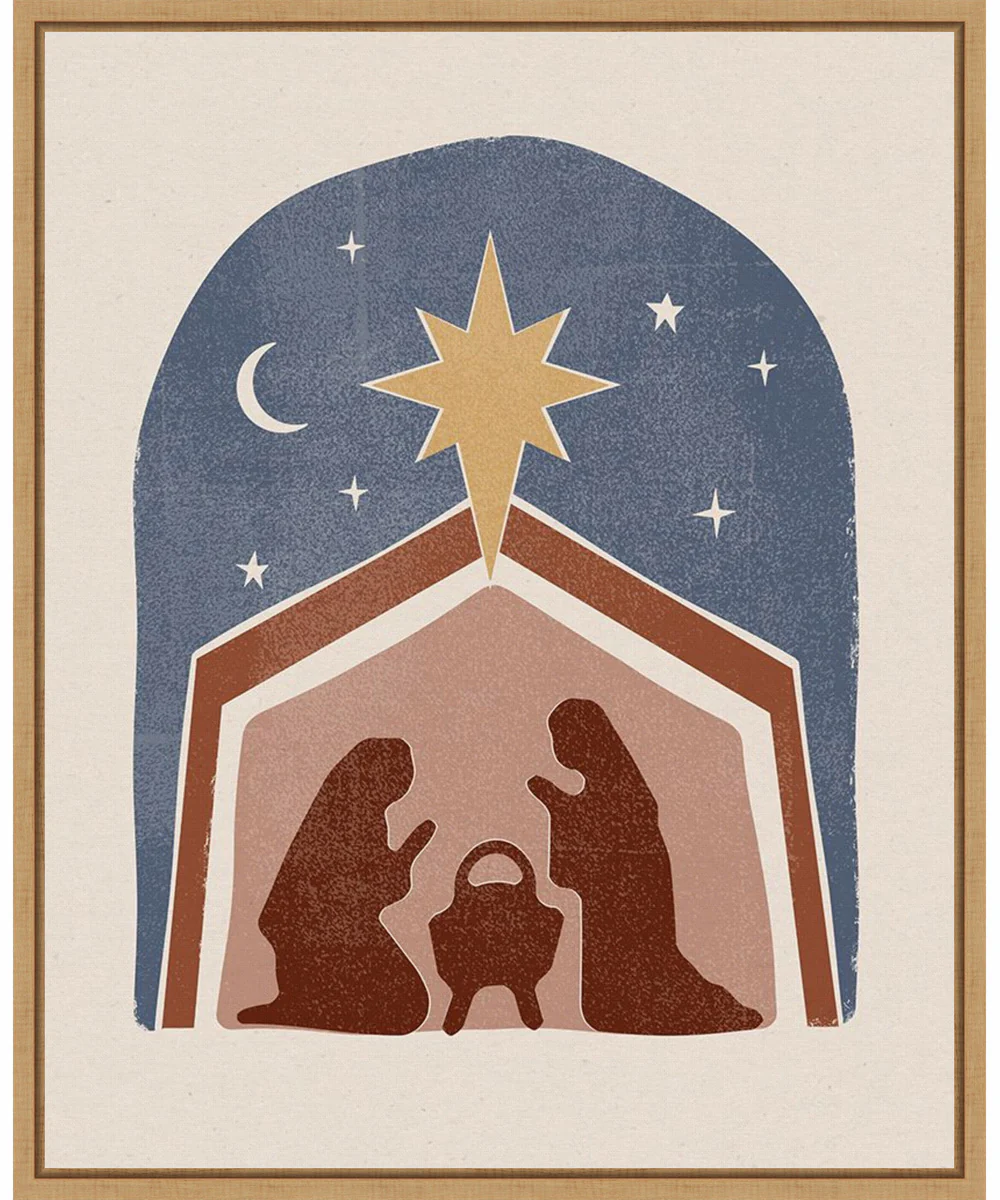 Framed Boho Nativity I by Victoria Barnes Canvas Wall Art Print (23 W x 28 H), Sylvie Maple Frame