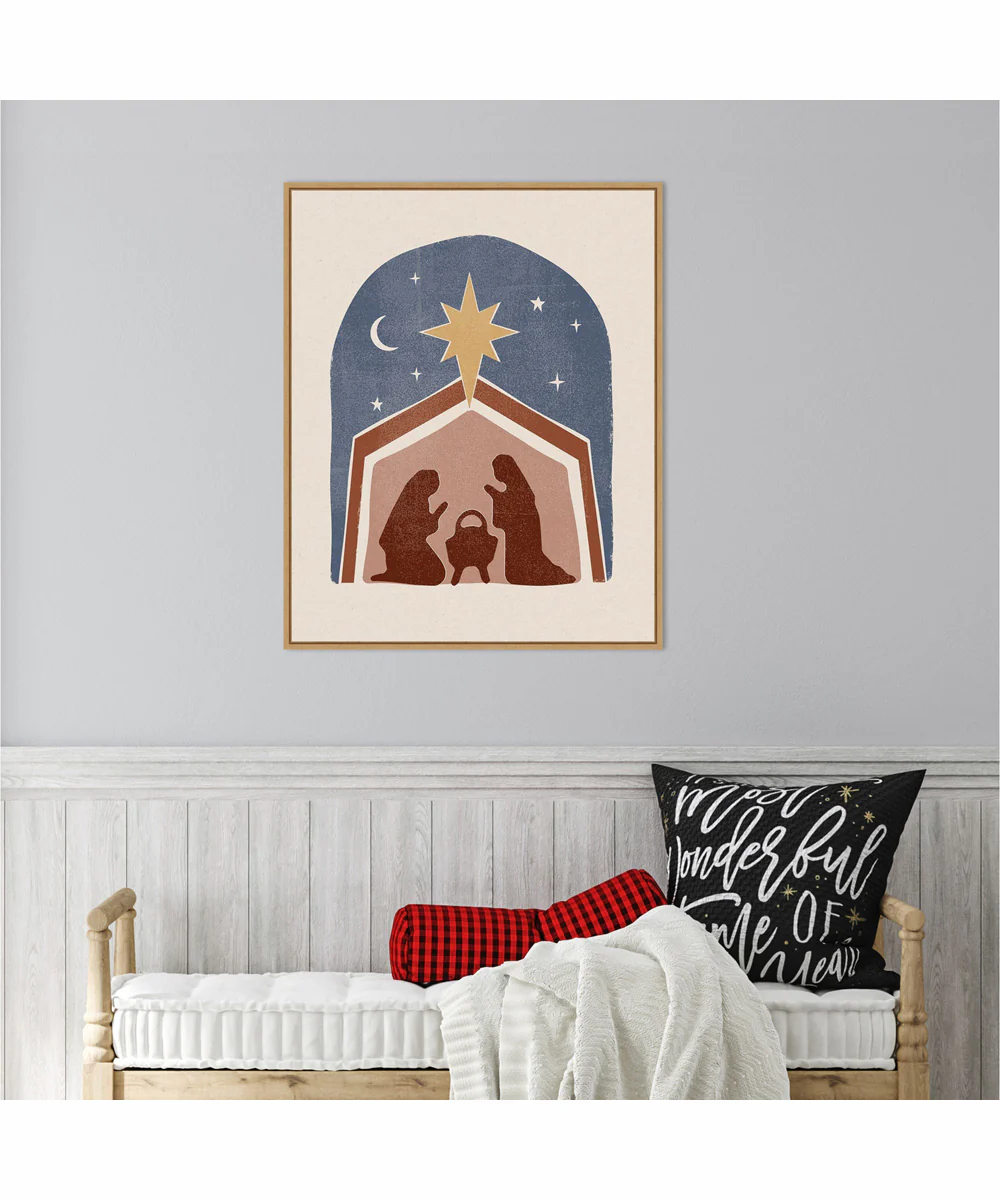 Framed Boho Nativity I by Victoria Barnes Canvas Wall Art Print (23 W x 28 H), Sylvie Maple Frame - Image 2
