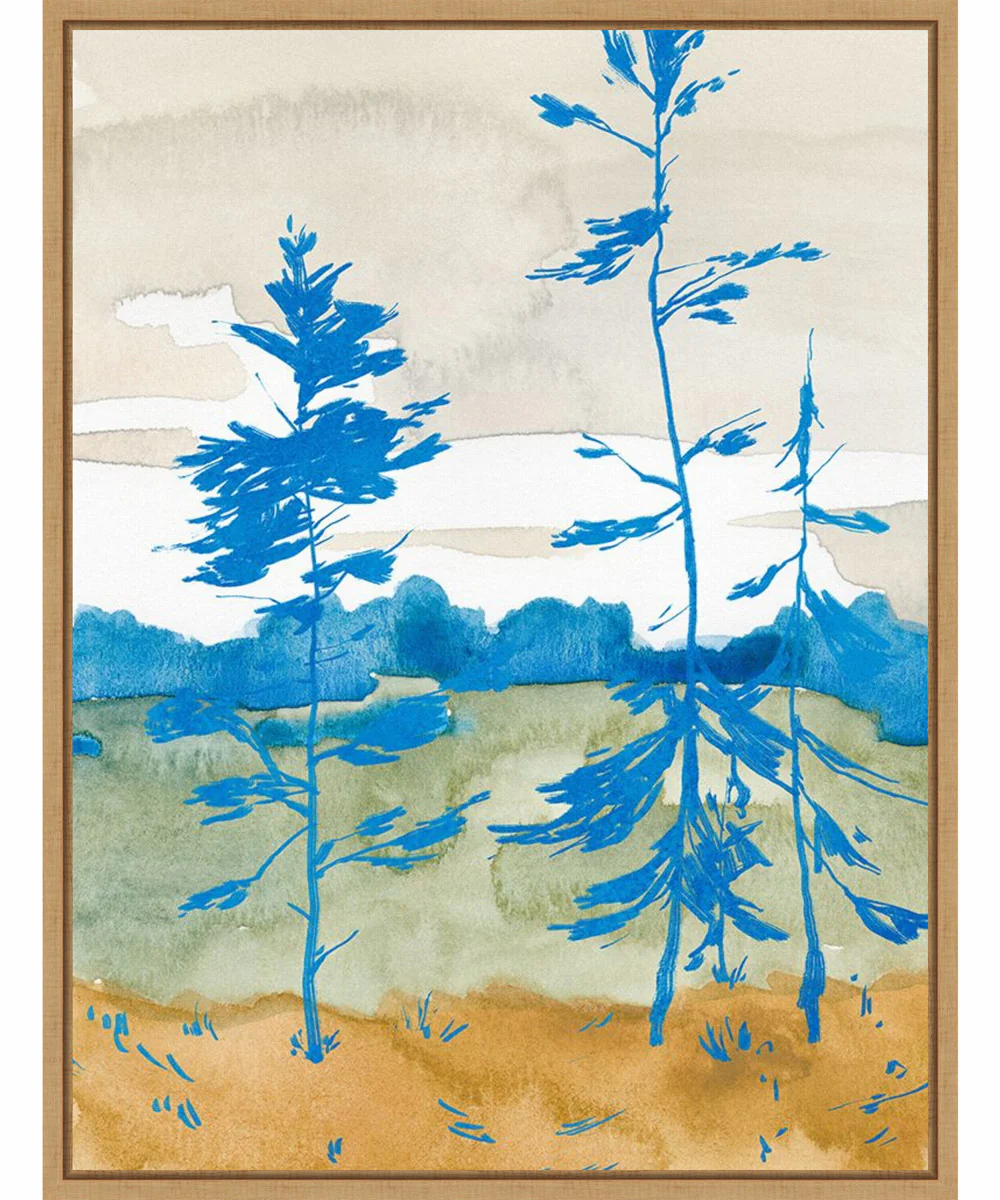 Framed Cerulean Spruce Trees II by Jacob Green Canvas Wall Art Print (23 W x 30 H), Sylvie Maple Frame
