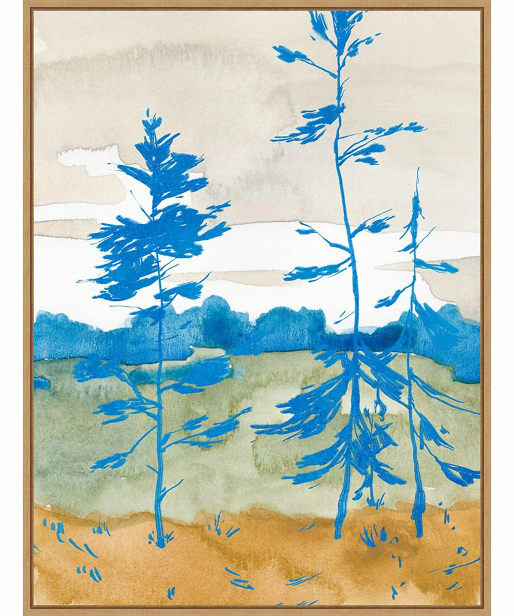 Framed Cerulean Spruce Trees II by Jacob Green Canvas Wall Art Print (32 W x 42 H), Sylvie Maple Frame