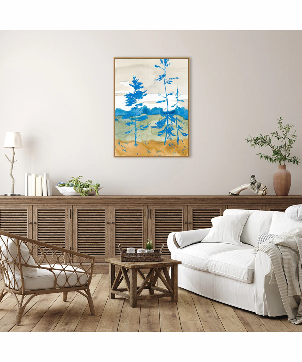 Framed Cerulean Spruce Trees II by Jacob Green Canvas Wall Art Print (32 W x 42 H), Sylvie Maple Frame - Image 2
