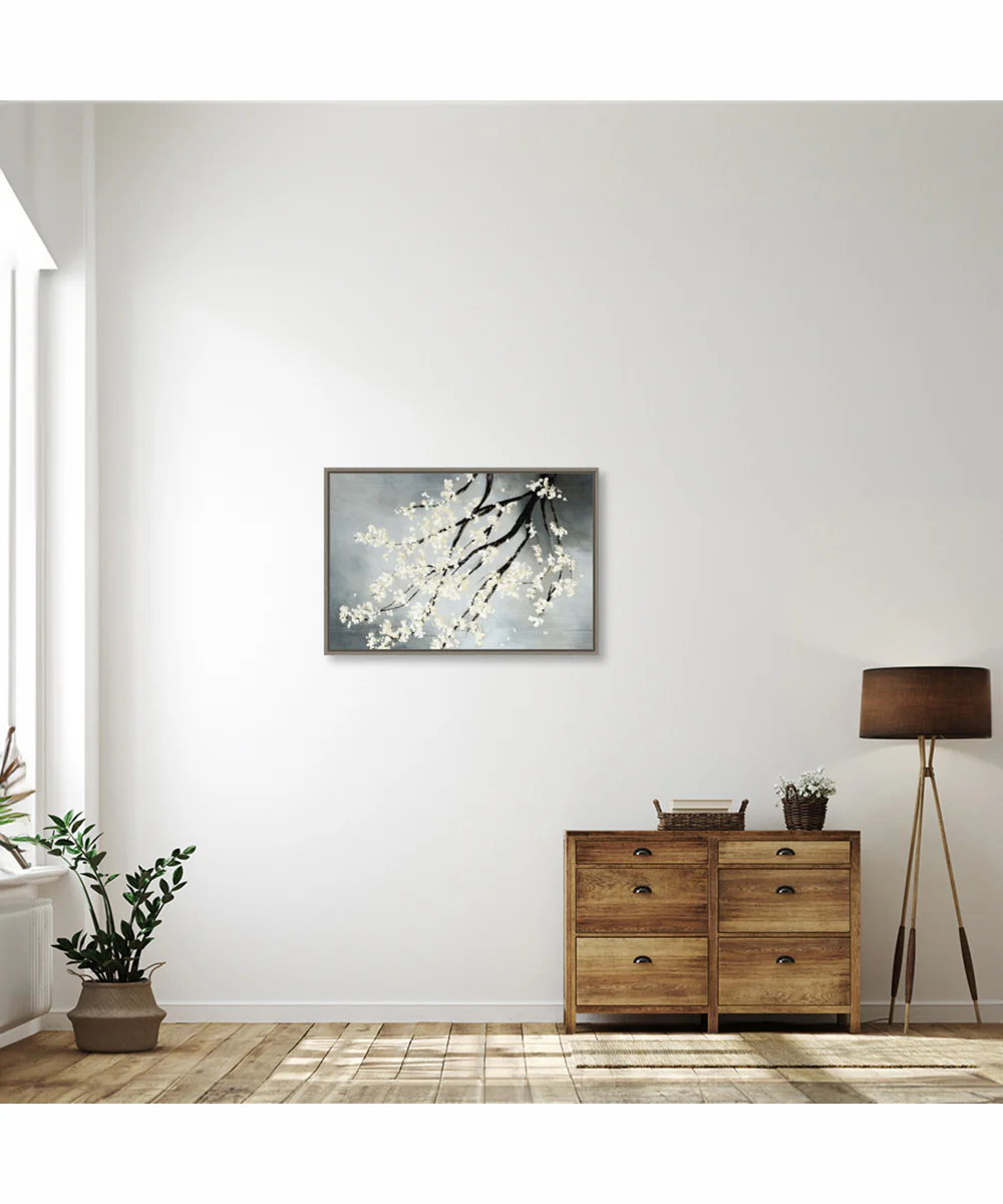 Framed Cherry Tree Blossoms by Kari Taylor Canvas Wall Art Print (33 W x 23 H), Sylvie Greywash Frame - Image 2