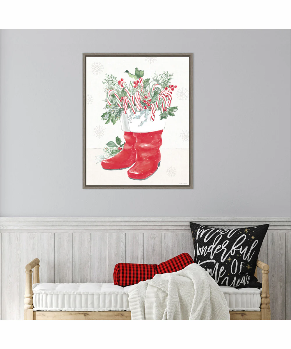 Framed Christmas Charm III by Beth Grove Canvas Wall Art Print (23  W x 28  H), Sylvie Greywash Frame - Image 2