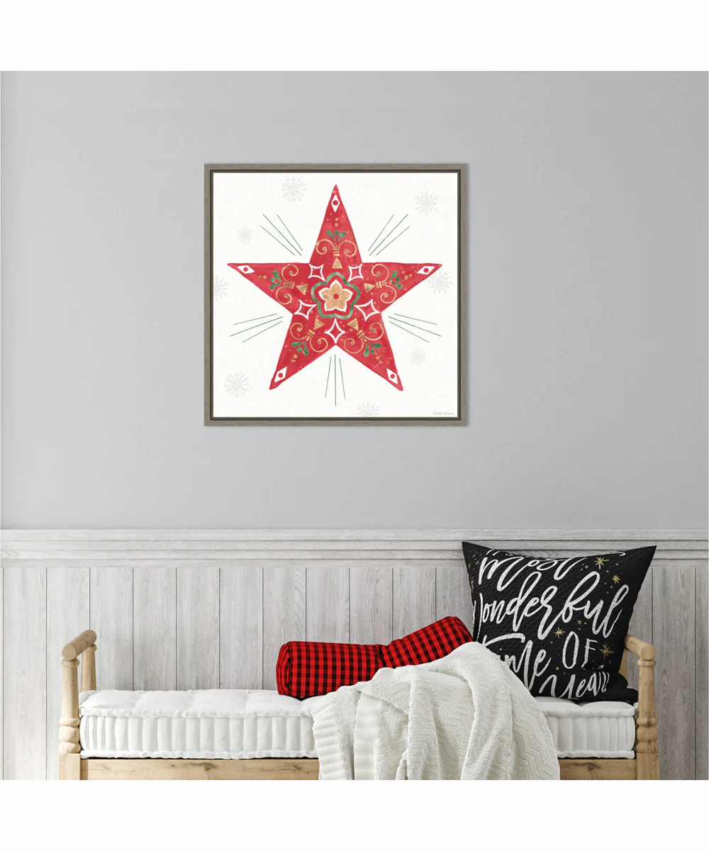 Framed Christmas Charm XI by Beth Grove Canvas Wall Art Print (22  W x 22  H), Sylvie Greywash Frame - Image 2