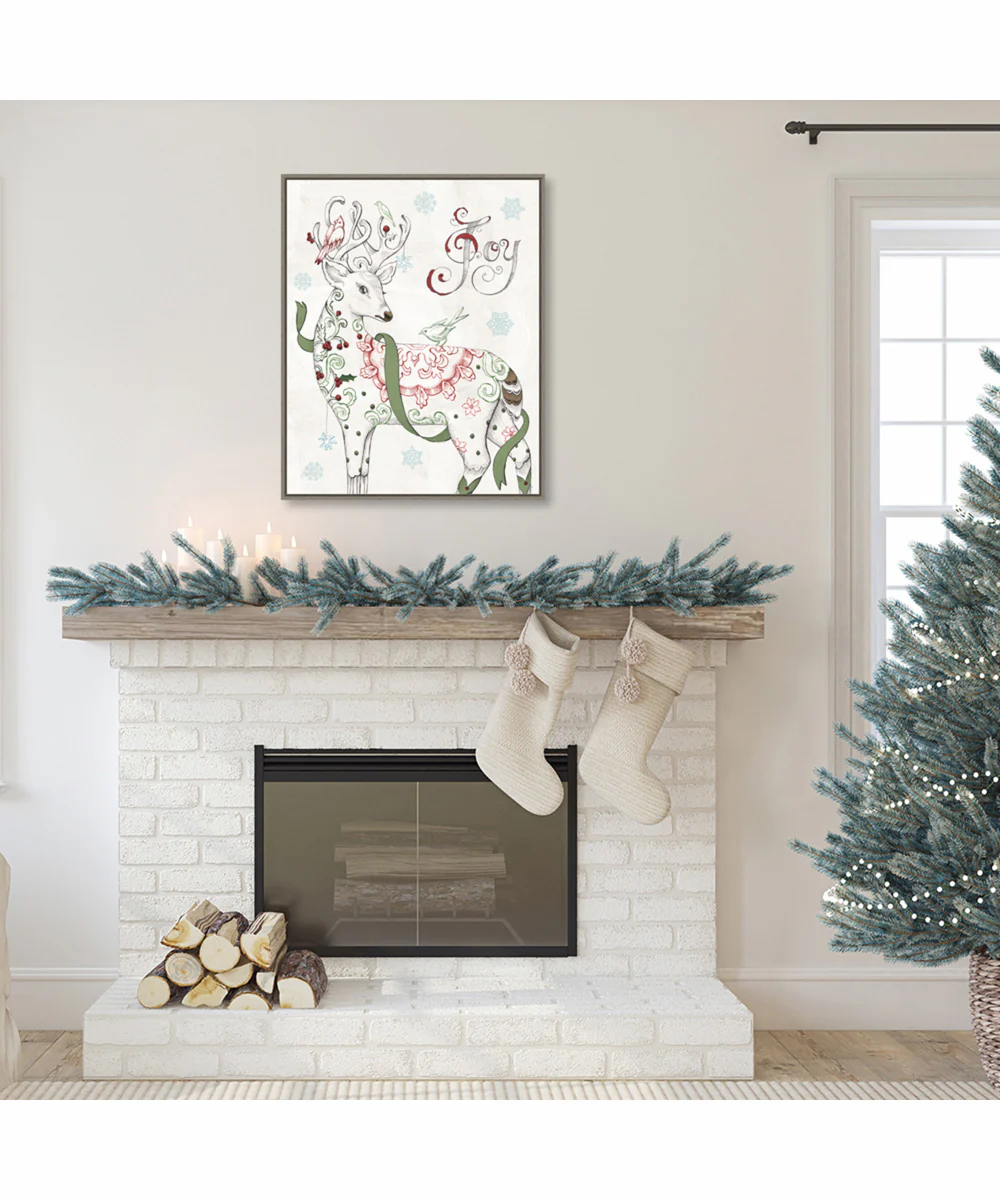 Framed Christmas Season IV by Daphne Brissonnet Canvas Wall Art Print (23  W x 28  H), Sylvie Greywash Frame - Image 2