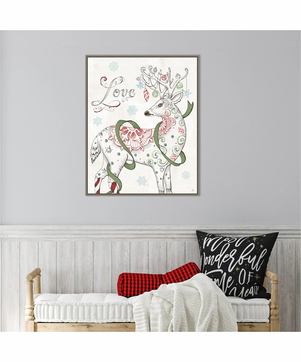 Framed Christmas Season V by Daphne Brissonnet Canvas Wall Art Print (23  W x 28  H), Sylvie Greywash Frame - Image 2