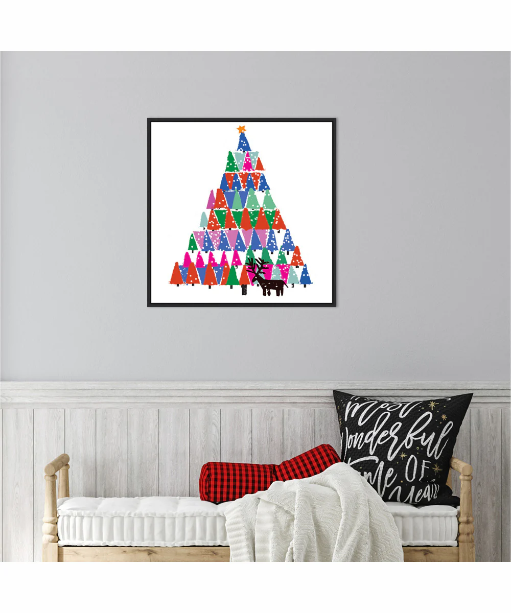 Framed Christmas Tree by Jenny Frean Canvas Wall Art Print (22  W x 22  H), Sylvie Black Frame - Image 2