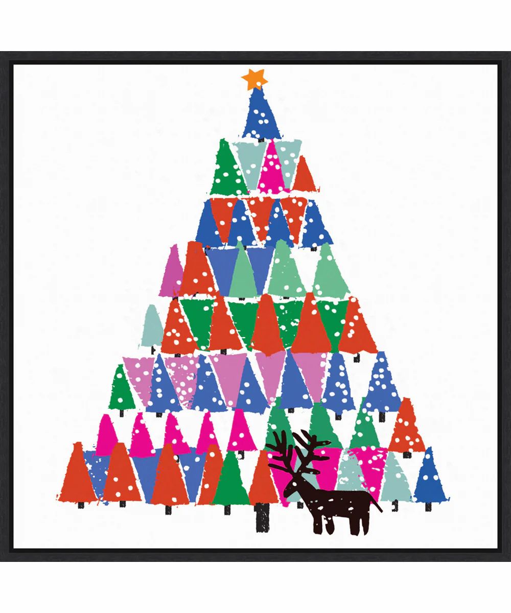 Framed Christmas Tree by Jenny Frean Canvas Wall Art Print (30 W x 30 H), Sylvie Black Frame