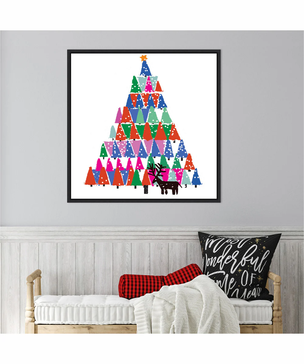 Framed Christmas Tree by Jenny Frean Canvas Wall Art Print (30 W x 30 H), Sylvie Black Frame - Image 2