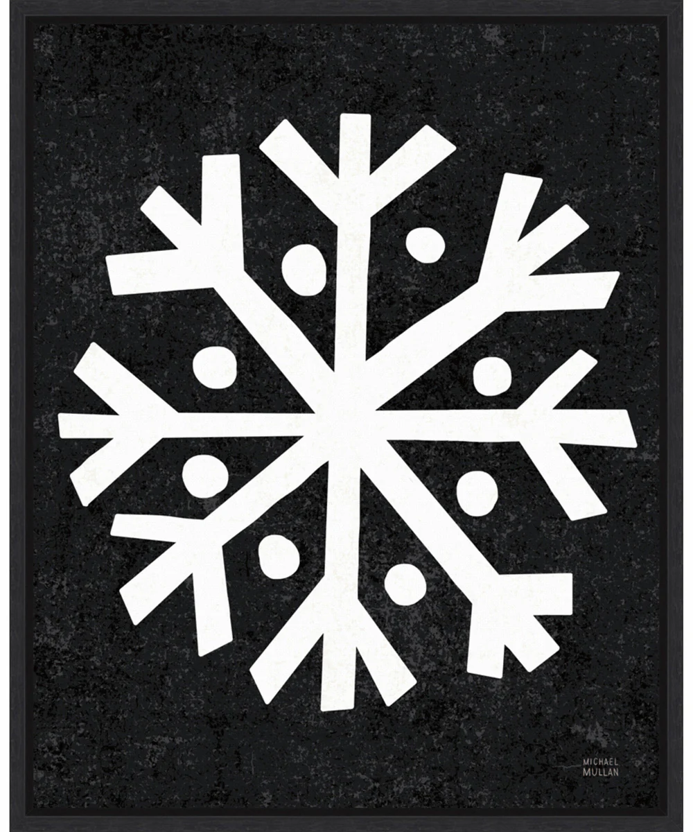 Framed Christmas Whimsy Snowflake by Michael Mullan Canvas Wall Art Print (23 W x 28 H), Sylvie Black Frame