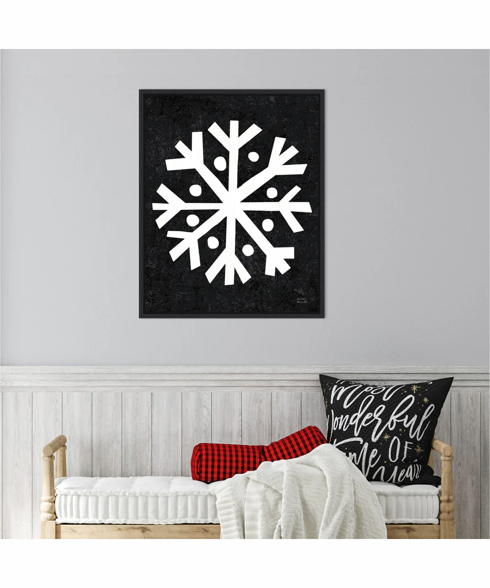 Framed Christmas Whimsy Snowflake by Michael Mullan Canvas Wall Art Print (23 W x 28 H), Sylvie Black Frame - Image 2