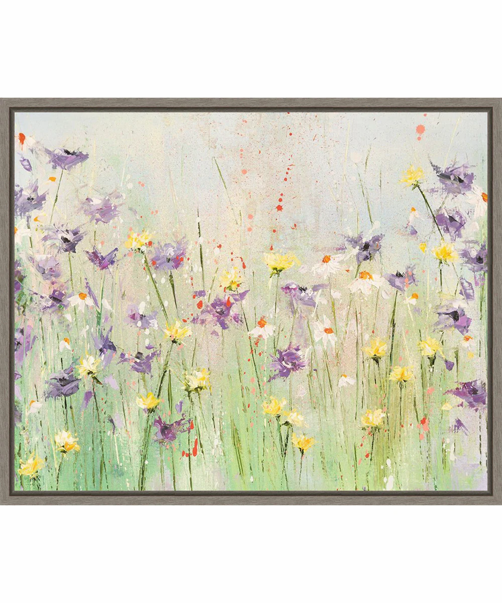 Framed Clematis by Emma Coghlan Canvas Wall Art Print (28 W x 23 H), Sylvie Greywash Frame