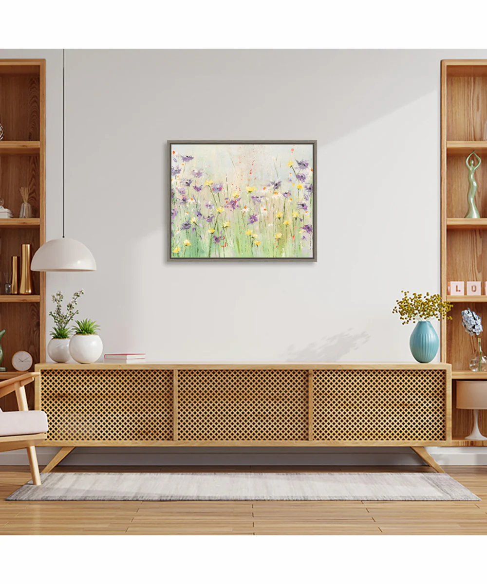 Framed Clematis by Emma Coghlan Canvas Wall Art Print (28 W x 23 H), Sylvie Greywash Frame - Image 2