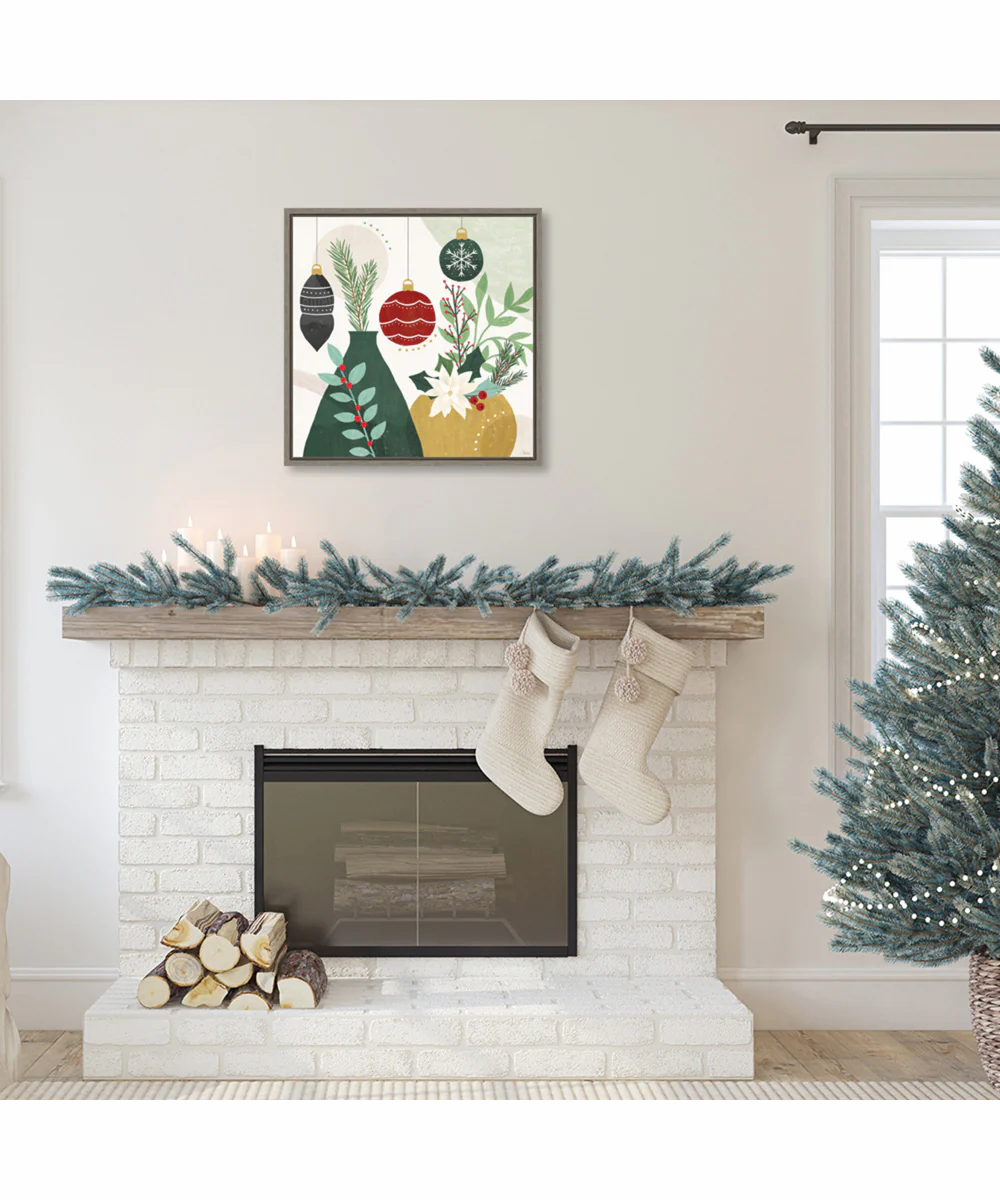 Framed Deco Holiday II by Veronique Charron Canvas Wall Art Print (22 W x 22 H), Sylvie Greywash Frame - Image 2