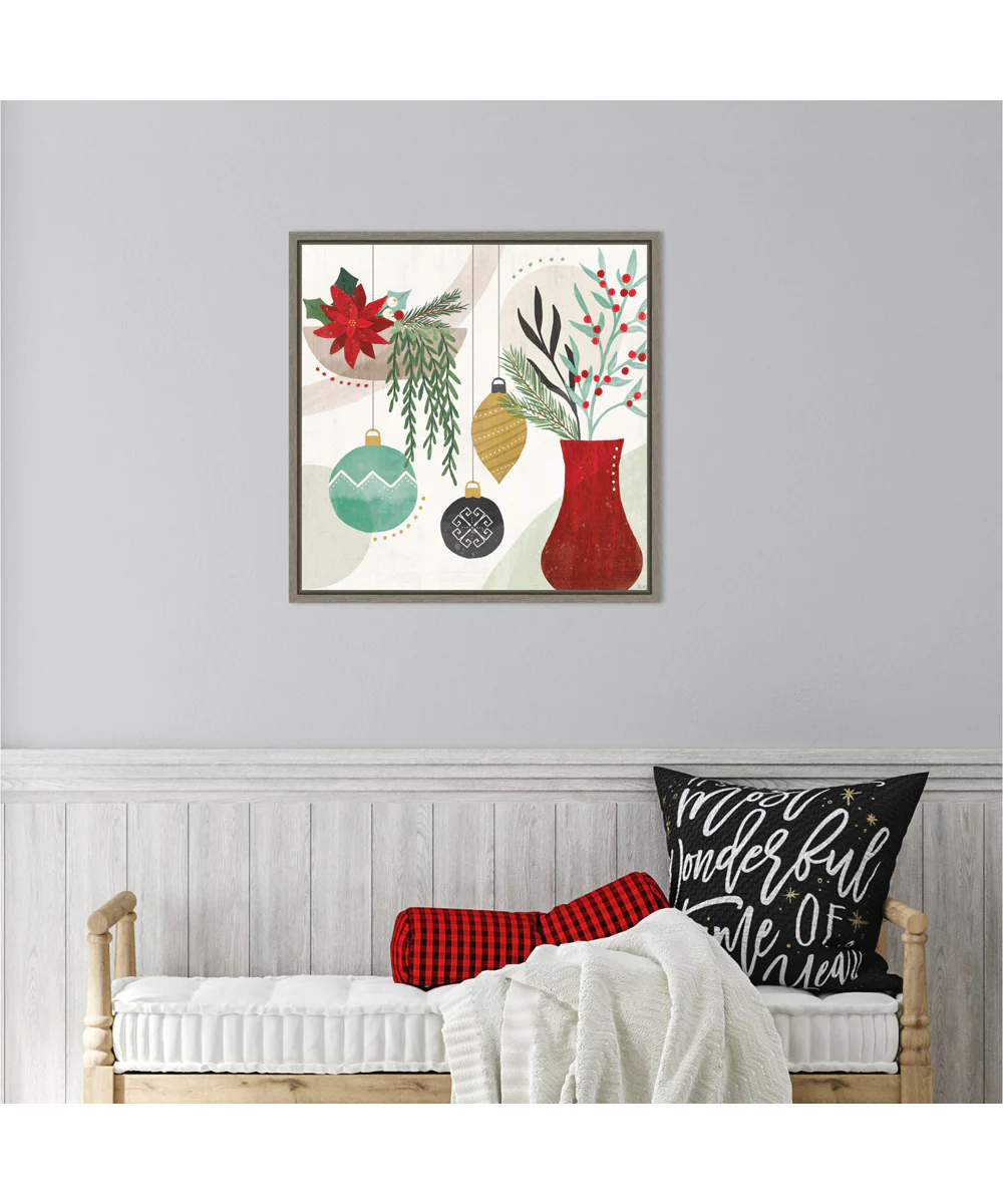 Framed Deco Holiday III by Veronique Charron Canvas Wall Art Print (22 W x 22 H), Sylvie Greywash Frame - Image 2