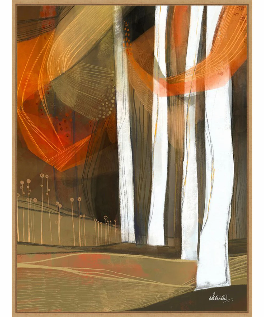 Framed Ethereal Fall Forest by Ishita Banerjee Canvas Wall Art Print (32 W x 42 H), Sylvie Maple Frame
