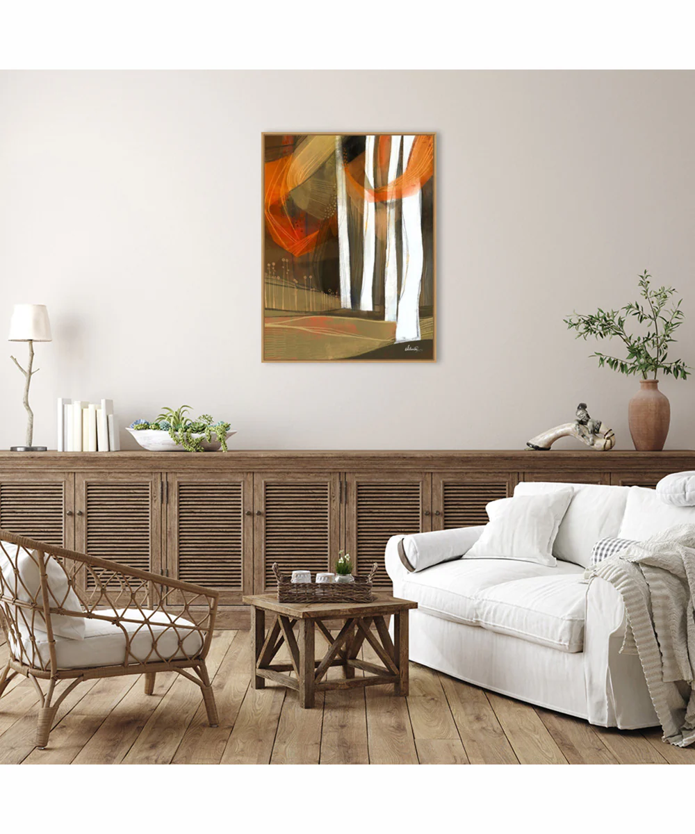 Framed Ethereal Fall Forest by Ishita Banerjee Canvas Wall Art Print (32 W x 42 H), Sylvie Maple Frame - Image 2