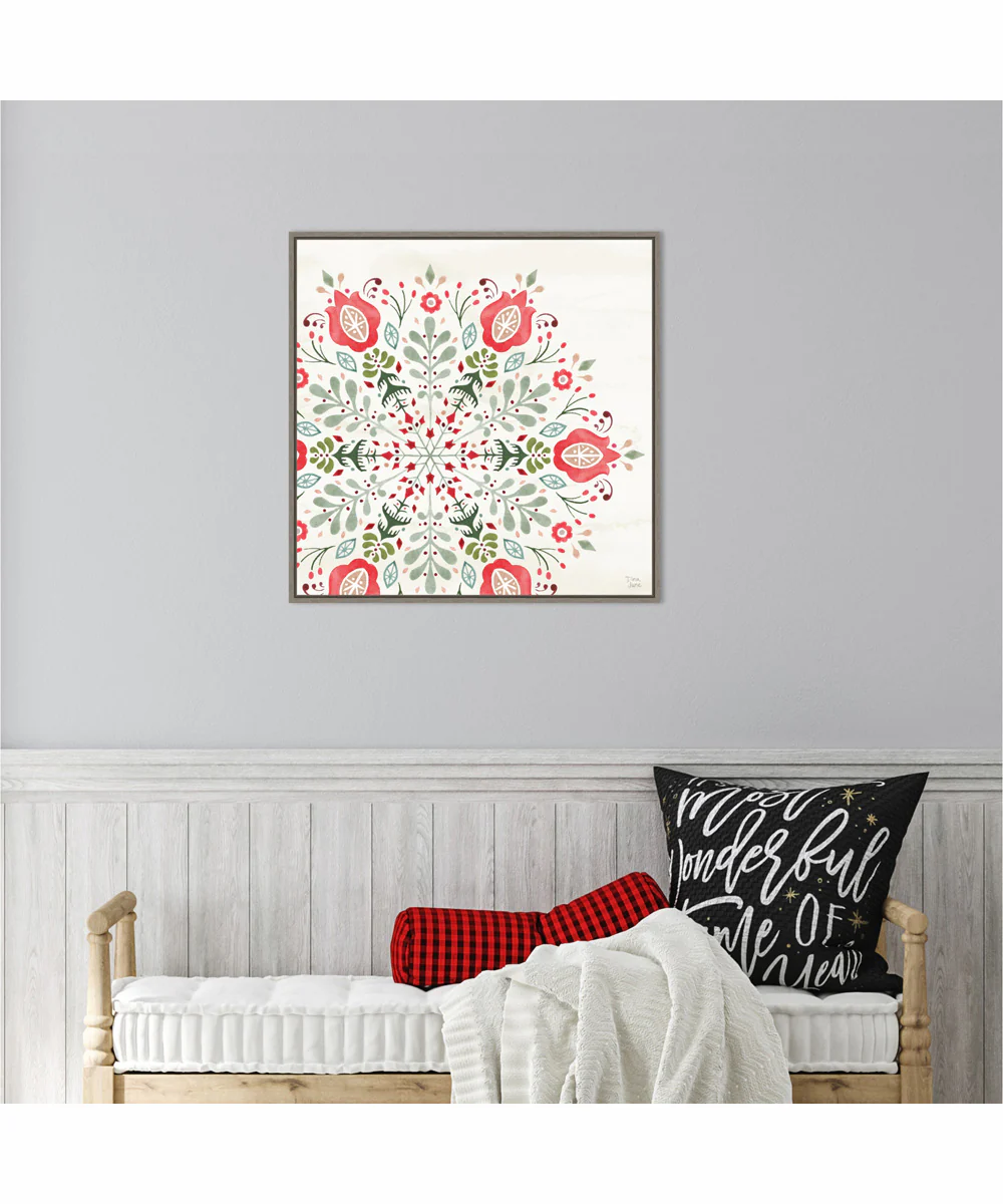 Framed Festive Season VIII by Dina June Canvas Wall Art Print (22 W x 22 H), Sylvie Greywash Frame - Image 2