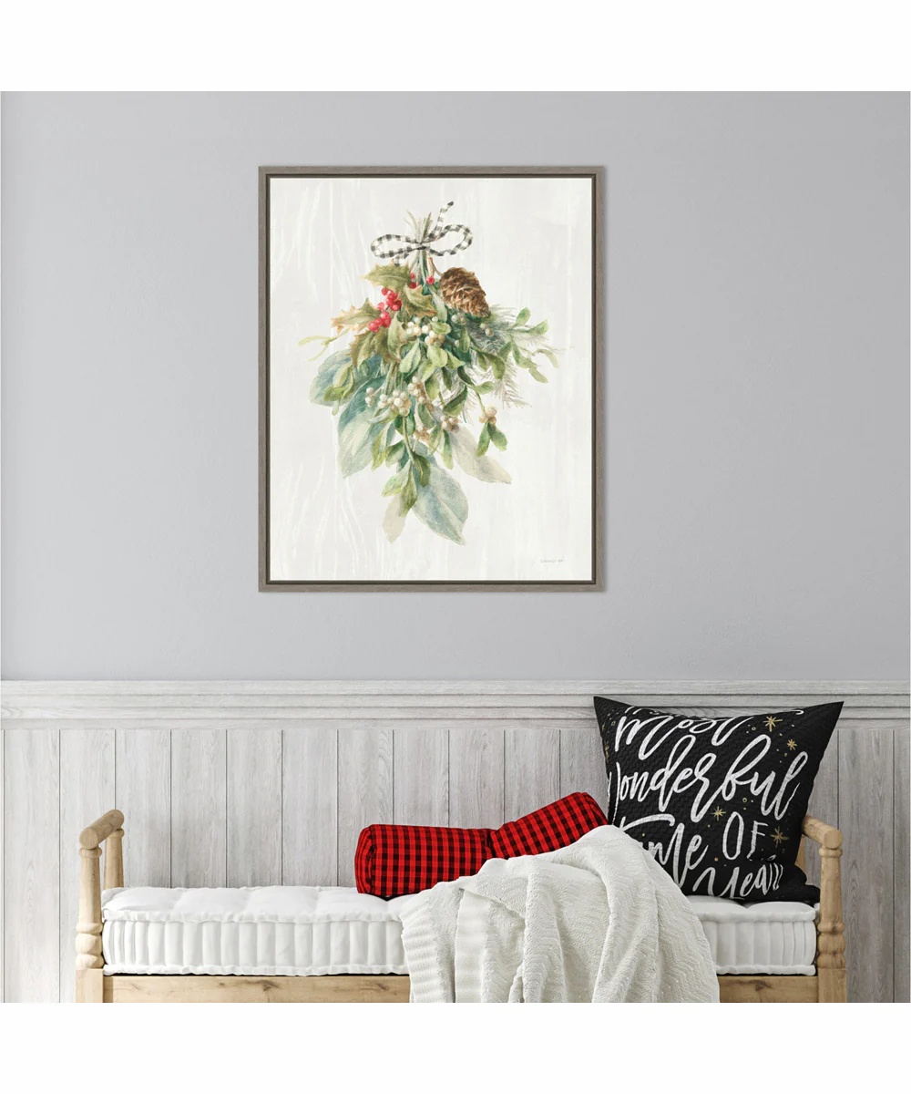 Framed Floursack Holiday XII Plaid by Danhui Nai Canvas Wall Art Print (23  W x 28  H), Sylvie Greywash Frame - Image 2