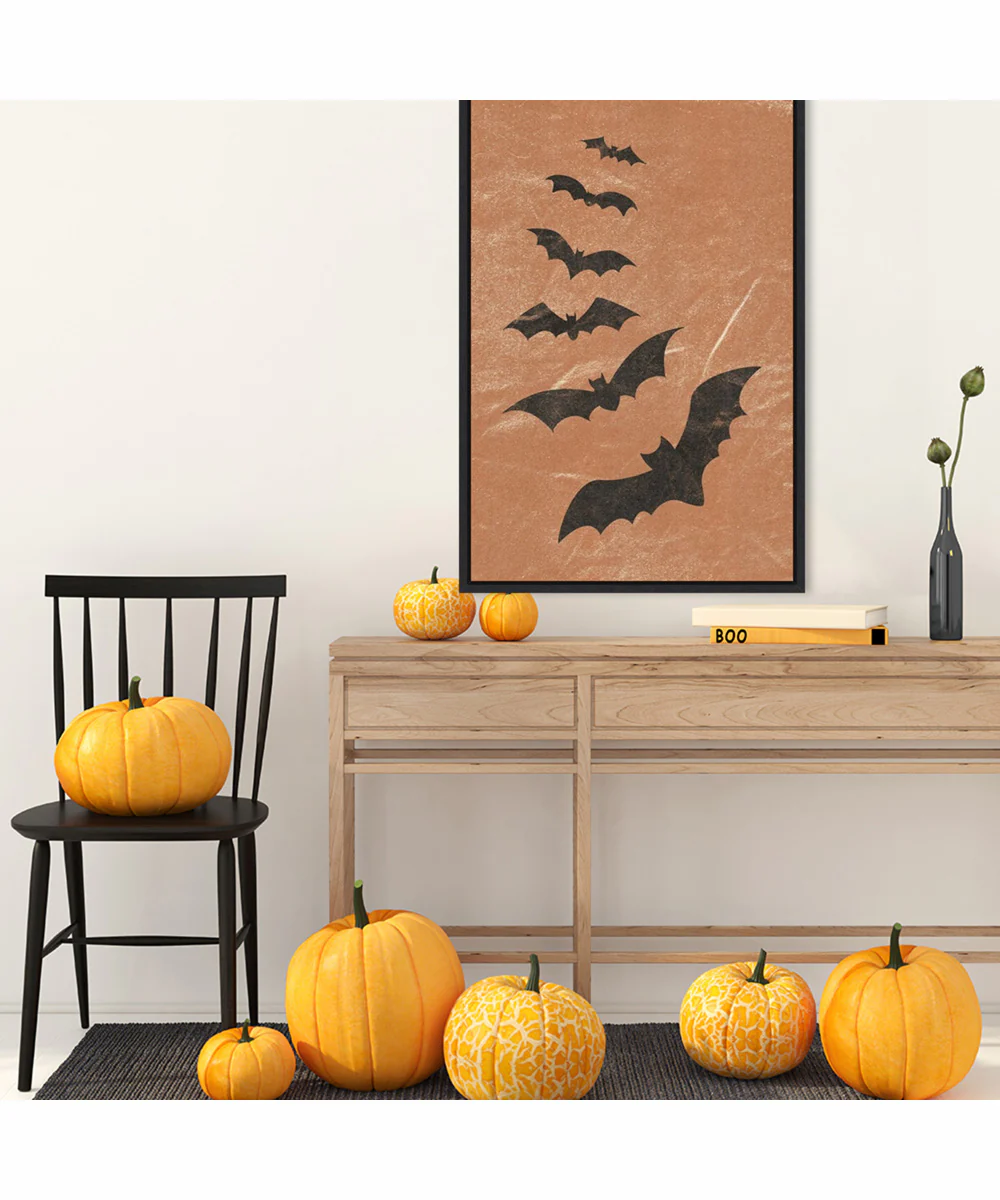 Framed Halloween Bats by JJ Design Canvas Wall Art Print (23 W x 33 H), Sylvie Black Frame - Image 2