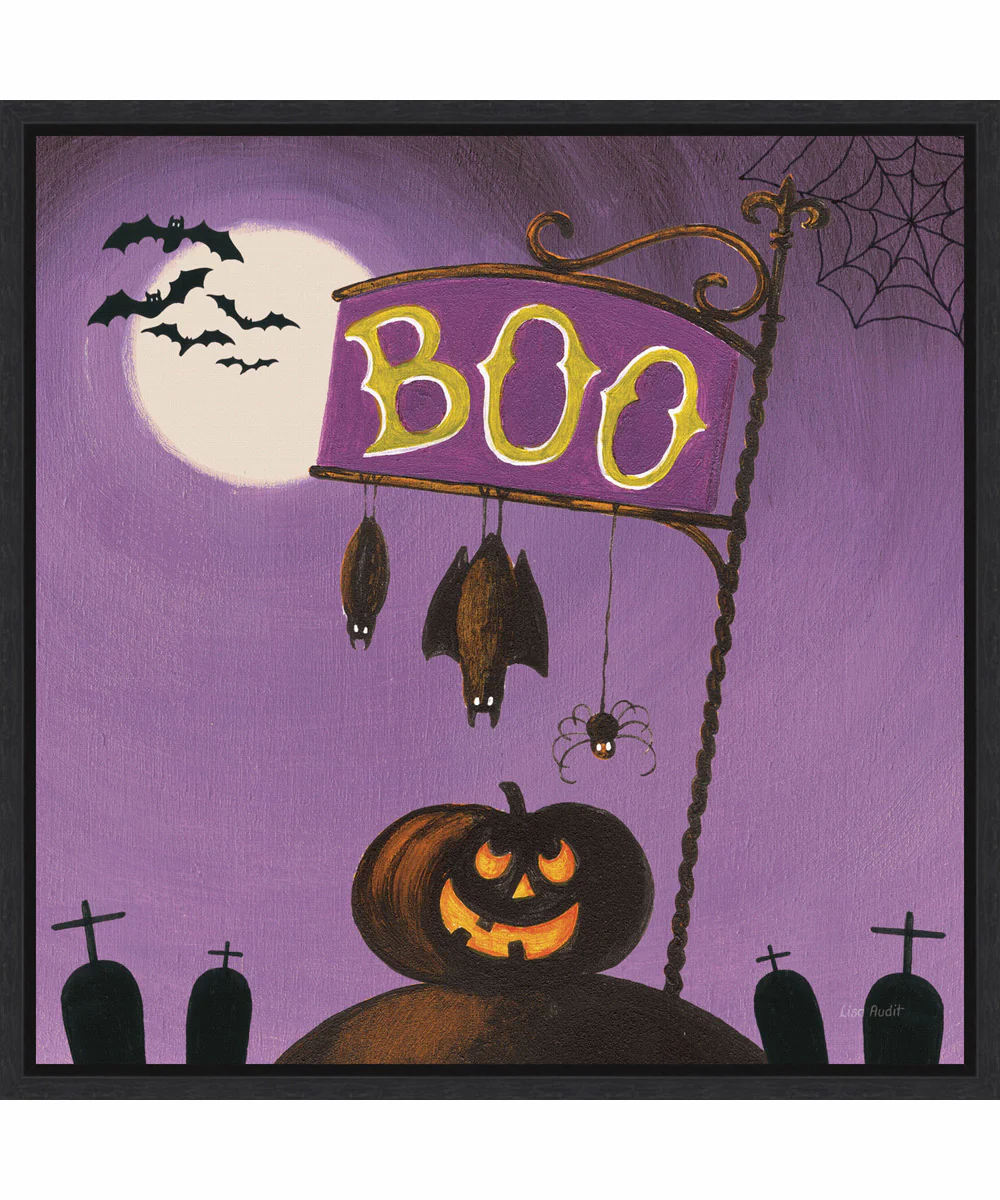 Framed Happy Haunting IV by Lisa Audit Canvas Wall Art Print (22 W x 22 H), Sylvie Black Frame