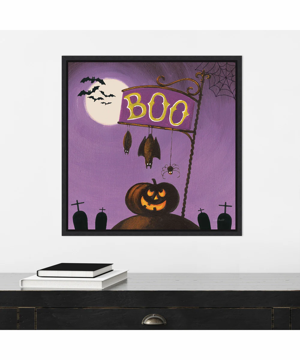 Framed Happy Haunting IV by Lisa Audit Canvas Wall Art Print (22 W x 22 H), Sylvie Black Frame - Image 2
