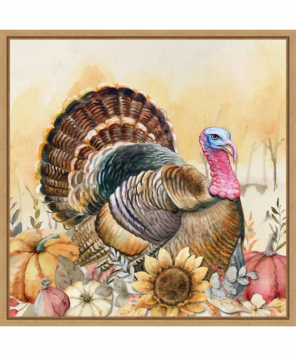 Framed Harvest Turkey by Art Nd Canvas Wall Art Print (22 W x 22 H), Sylvie Maple Frame