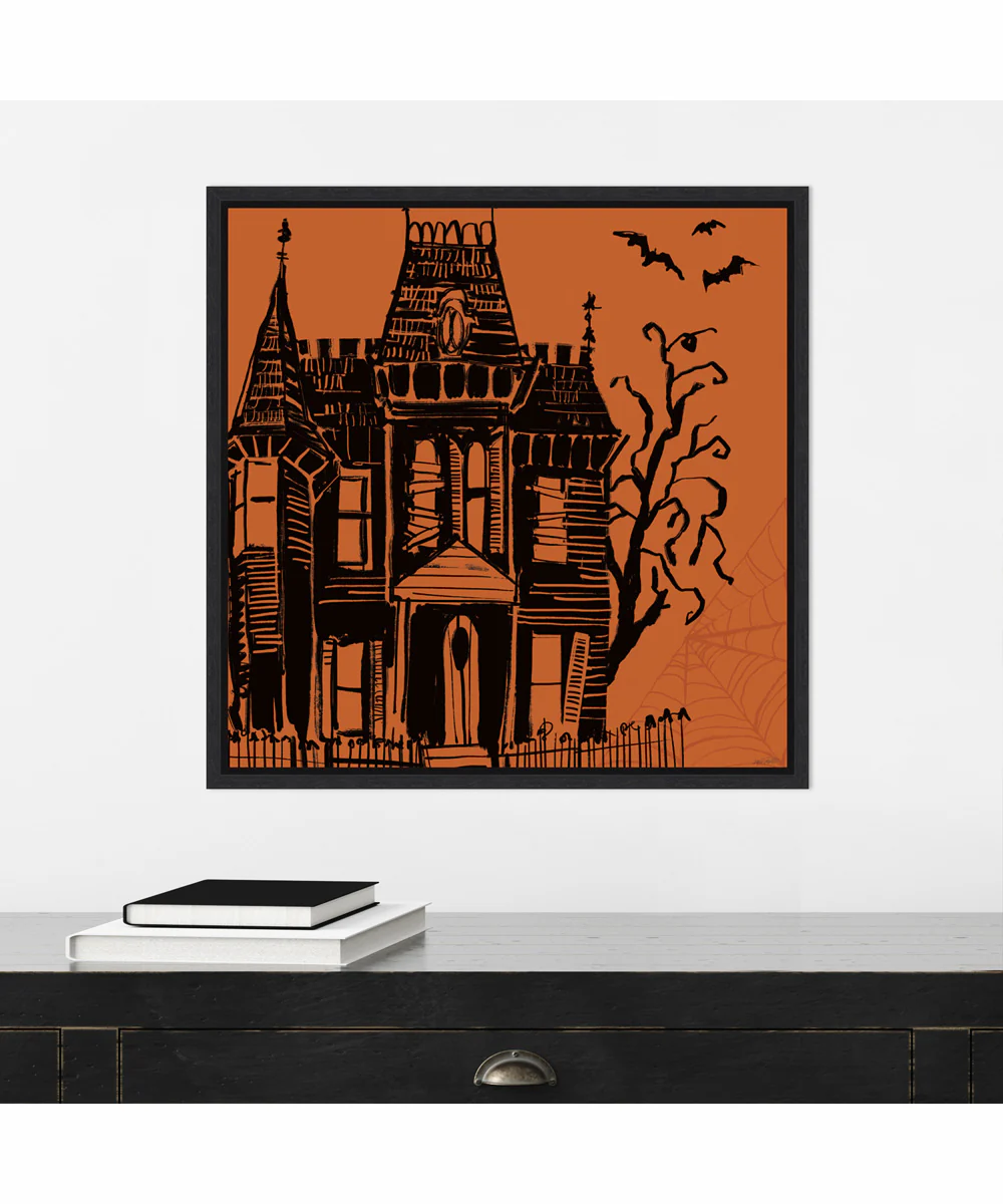 Framed Haunted Halloween IV by Anne Tavoletti Canvas Wall Art Print (22  W x 22  H), Sylvie Black Frame - Image 2