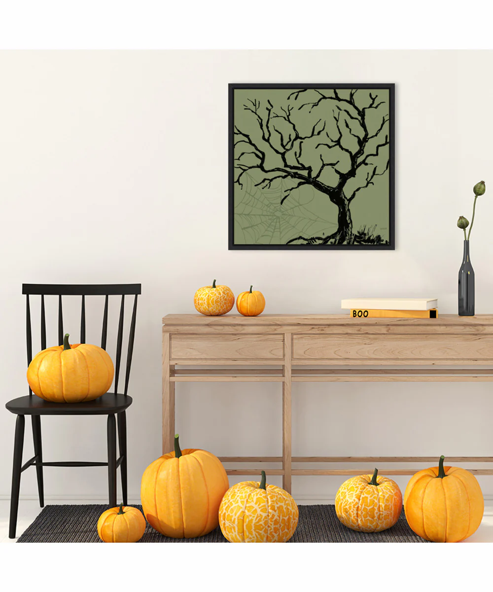 Framed Haunted Halloween V by Anne Tavoletti Canvas Wall Art Print (22  W x 22  H), Sylvie Black Frame - Image 2
